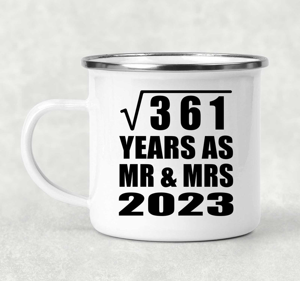 19th Anniversary Square Root of 361 Years As Mr & Mrs 2023 - 12oz Camping Mug