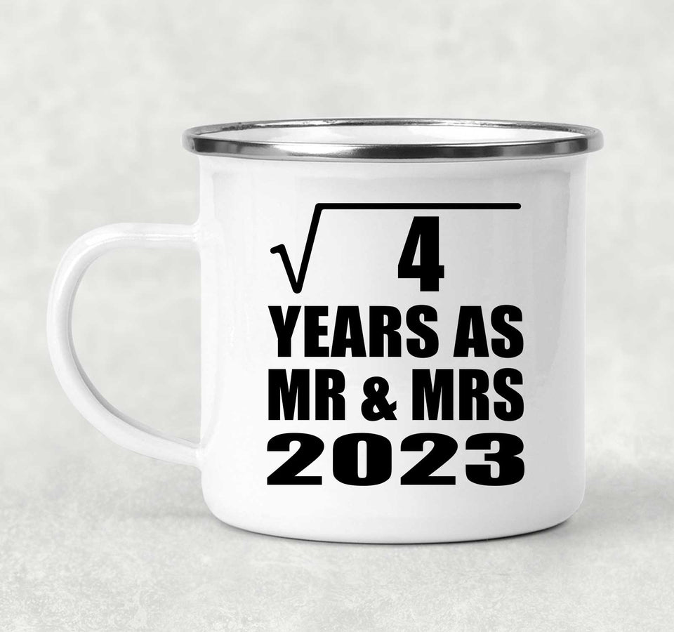 2nd Anniversary Square Root of 4 Years As Mr & Mrs 2023 - 12oz Camping Mug
