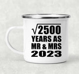 50th Anniversary Square Root of 2500 Years As Mr & Mrs 2023 - 12oz Camping Mug