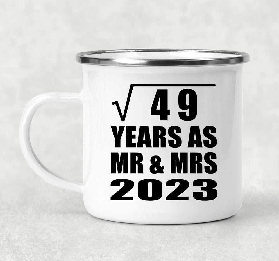 7th Anniversary Square Root of 49 Years As Mr & Mrs 2023 - 12oz Camping Mug