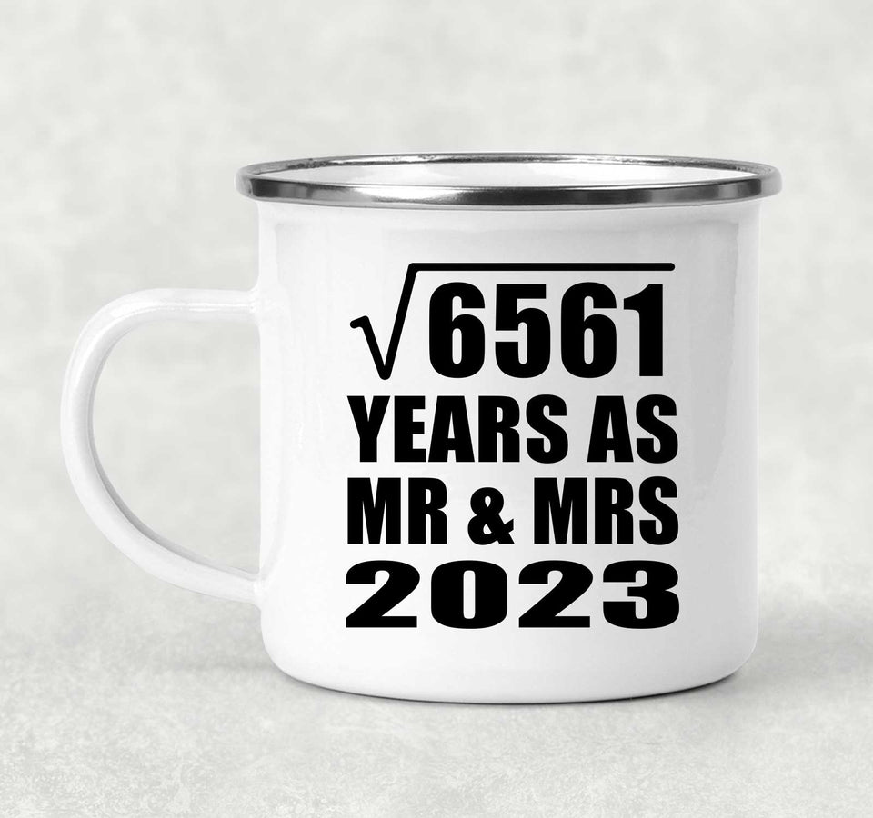 81st Anniversary Square Root of 6561 Years As Mr & Mrs 2023 - 12oz Camping Mug