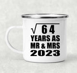 8th Anniversary Square Root of 64 Years As Mr & Mrs 2023 - 12oz Camping Mug