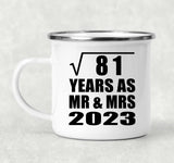 9th Anniversary Square Root of 81 Years As Mr & Mrs 2023 - 12oz Camping Mug