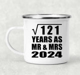 11th Anniversary Square Root of 121 Years As Mr & Mrs 2024 - 12oz Camping Mug