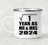 1st Anniversary Square Root of 1 Year As Mr & Mrs 2024 - 12oz Camping Mug