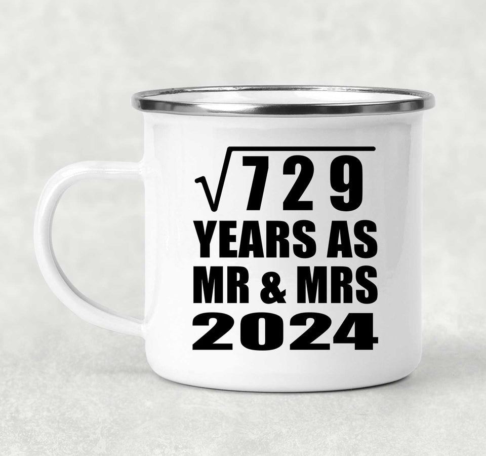 27th Anniversary Square Root of 729 Years As Mr & Mrs 2024 - 12oz Camping Mug