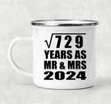 27th Anniversary Square Root of 729 Years As Mr & Mrs 2024 - 12oz Camping Mug
