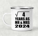 2nd Anniversary Square Root of 4 Years As Mr & Mrs 2024 - 12oz Camping Mug