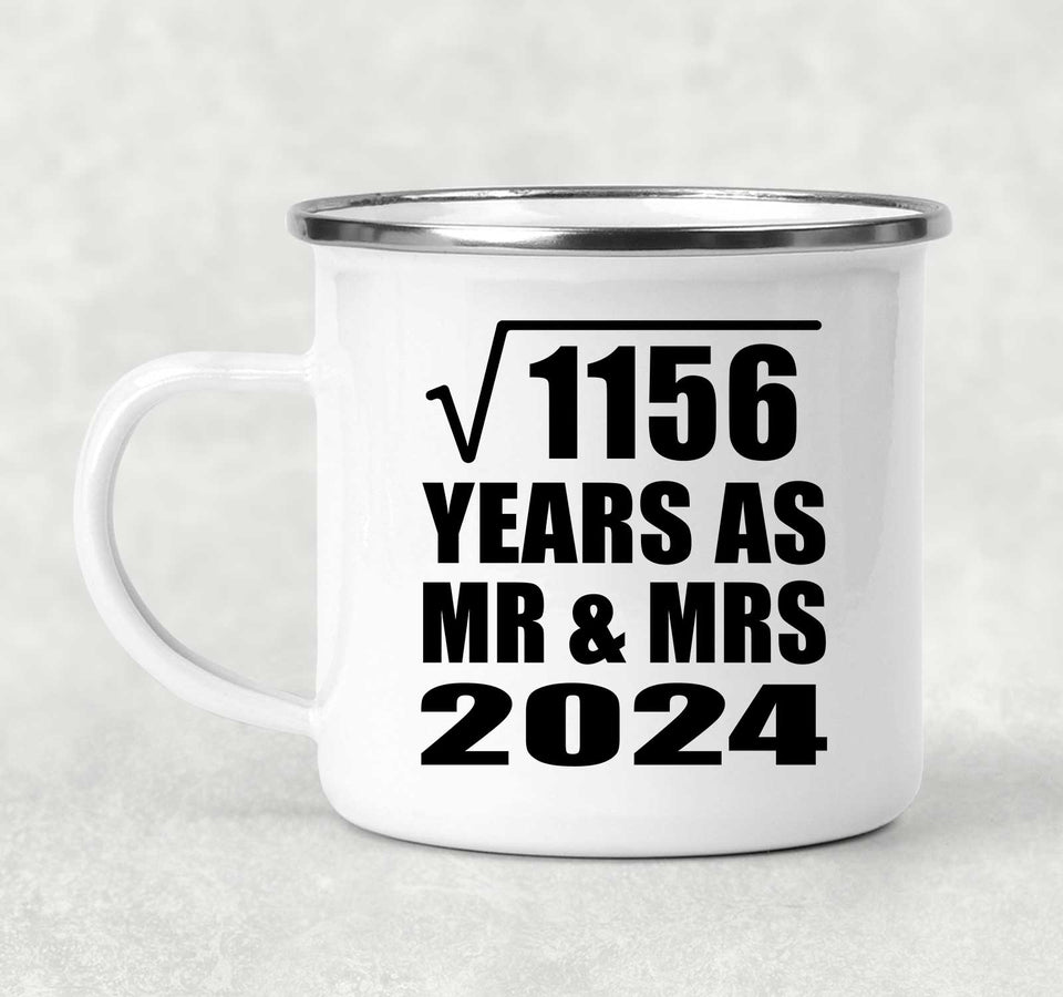 34th Anniversary Square Root of 1156 Years As Mr & Mrs 2024 - 12oz Camping Mug