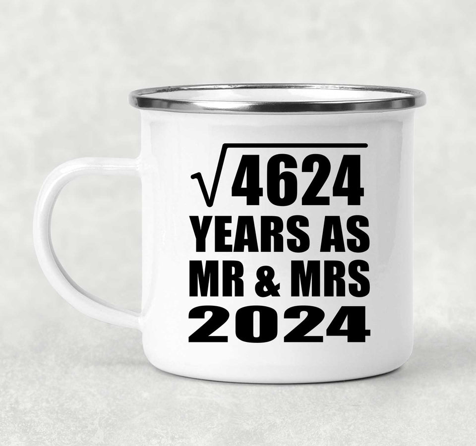68th Anniversary Square Root of 4624 Years As Mr & Mrs 2024 - 12oz Camping Mug
