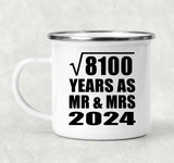 90th Anniversary Square Root of 8100 Years As Mr & Mrs 2024 - 12oz Camping Mug