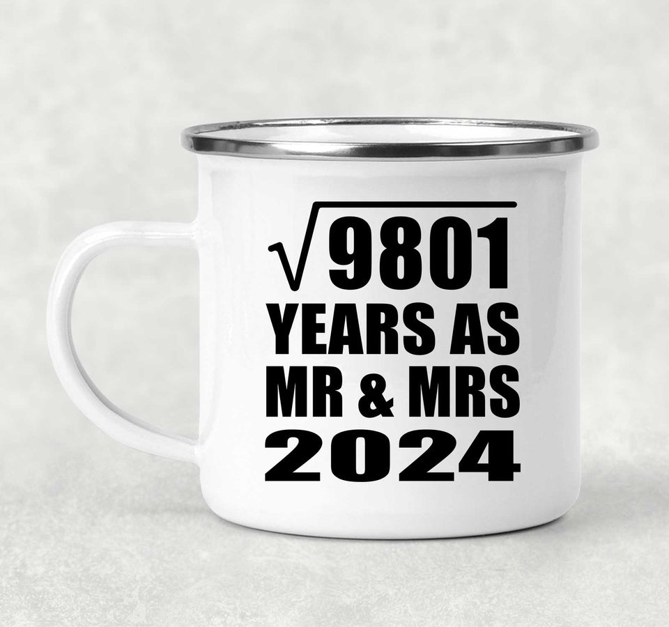 99th Anniversary Square Root of 9801 Years As Mr & Mrs 2024 - 12oz Camping Mug