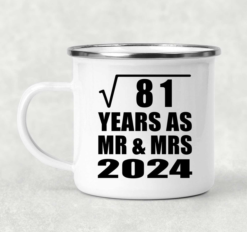 9th Anniversary Square Root of 81 Years As Mr & Mrs 2024 - 12oz Camping Mug