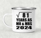 9th Anniversary Square Root of 81 Years As Mr & Mrs 2024 - 12oz Camping Mug
