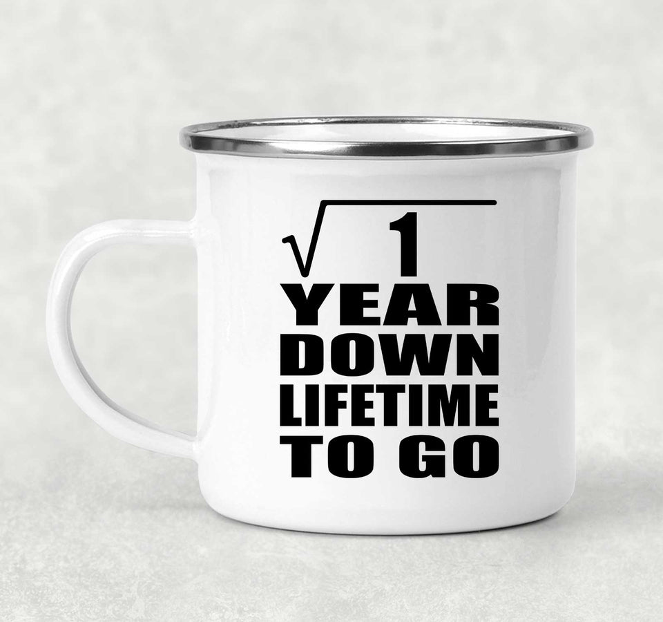 1st Anniversary Square Root of 1 Year Lifetime To Go - 12oz Camping Mug