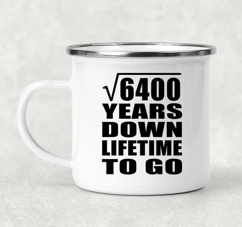 80th Anniversary Square Root of 6400 Years Lifetime To Go - 12oz Camping Mug
