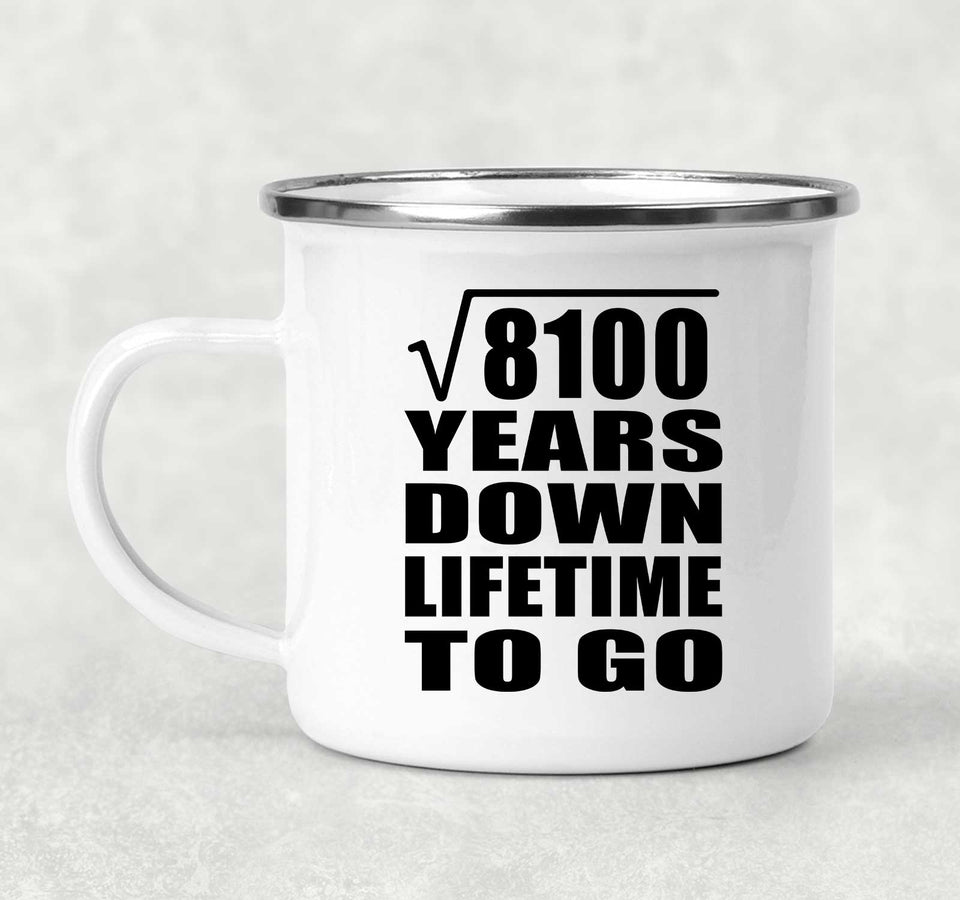 90th Anniversary Square Root of 8100 Years Lifetime To Go - 12oz Camping Mug