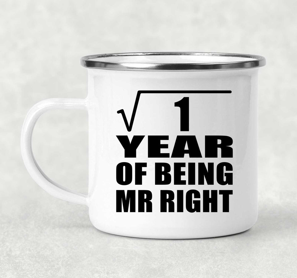 1st Anniversary Square Root of 1 Year of Being Mr Right - 12oz Camping Mug