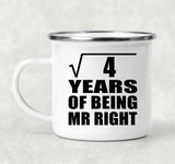 2nd Anniversary Square Root of 4 Years of Being Mr Right - 12oz Camping Mug
