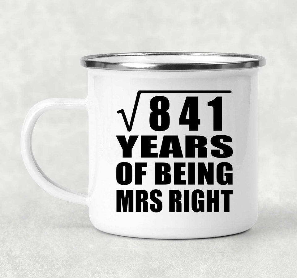 29th Anniversary Square Root of 841 Years of Being Mrs Right - 12oz Camping Mug