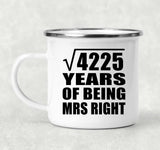 65th Anniversary Square Root of 4225 Years of Being Mrs Right - 12oz Camping Mug