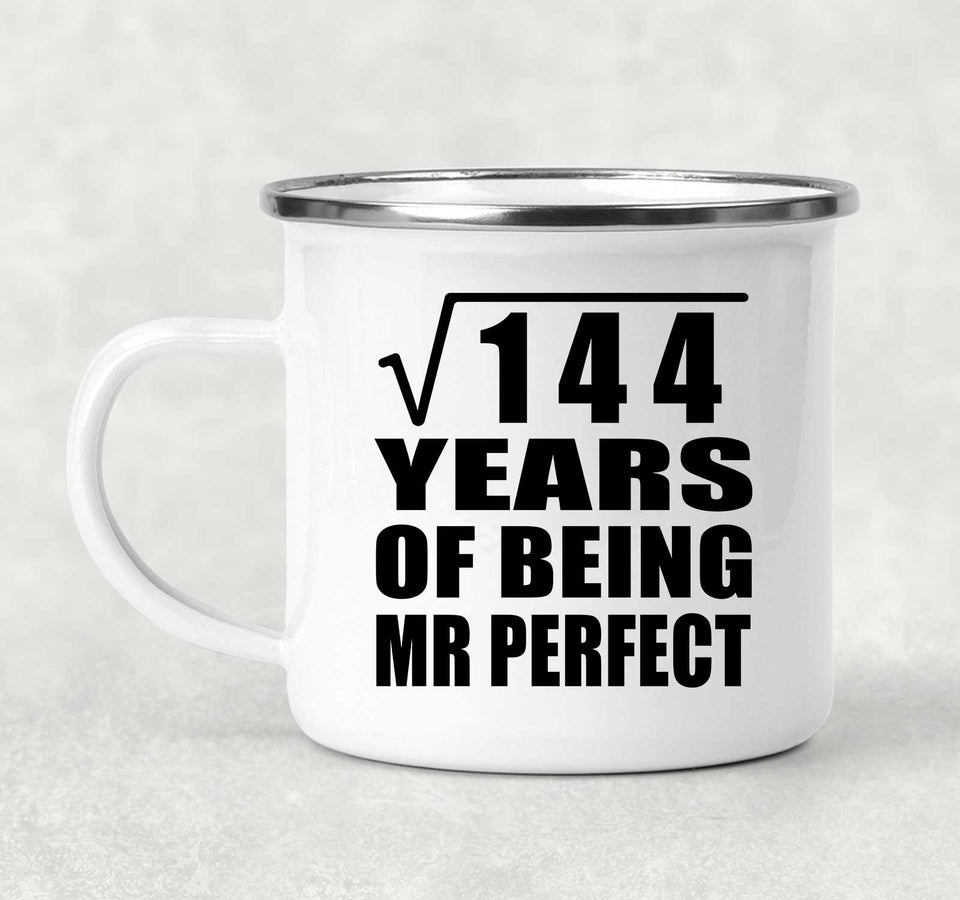 12th Anniversary Square Root of 144 Years of Mr Perfect - 12oz Camping Mug