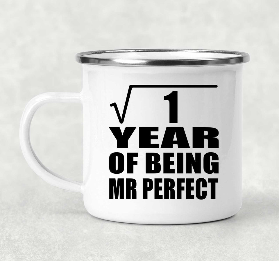 1st Anniversary Square Root of 1 Year of Mr Perfect - 12oz Camping Mug
