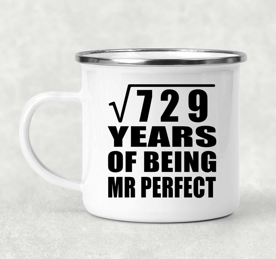 27th Anniversary Square Root of 729 Years of Mr Perfect - 12oz Camping Mug