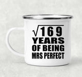 13th Anniversary Square Root of 169 Years of Mrs Perfect - 12oz Camping Mug
