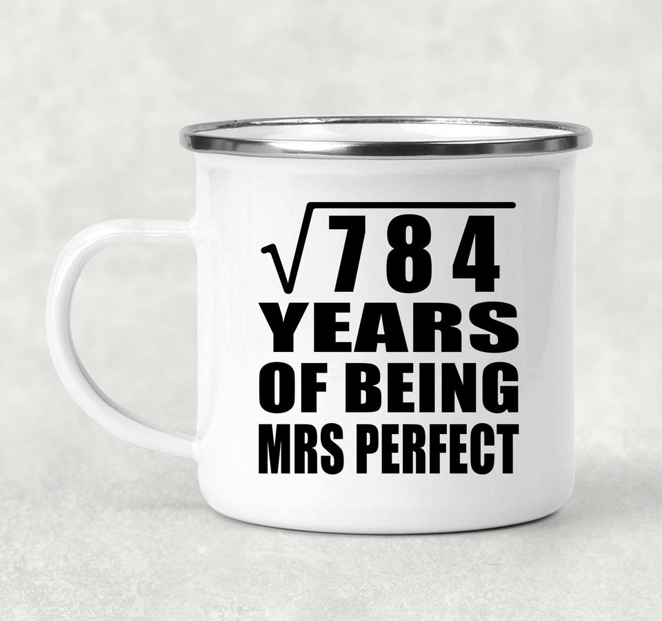 28th Anniversary Square Root of 784 Years of Mrs Perfect - 12oz Camping Mug
