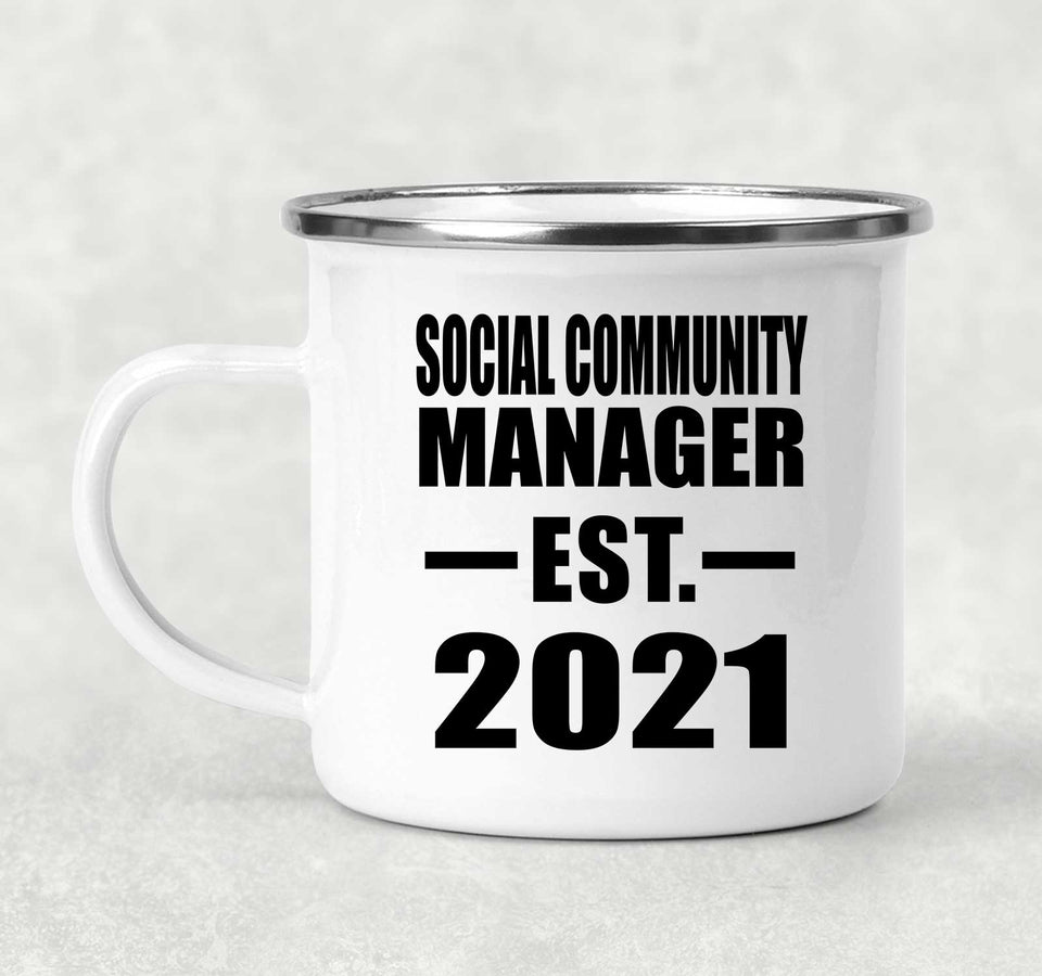 Social Community Manager Established EST. 2021 - 12oz Camping Mug