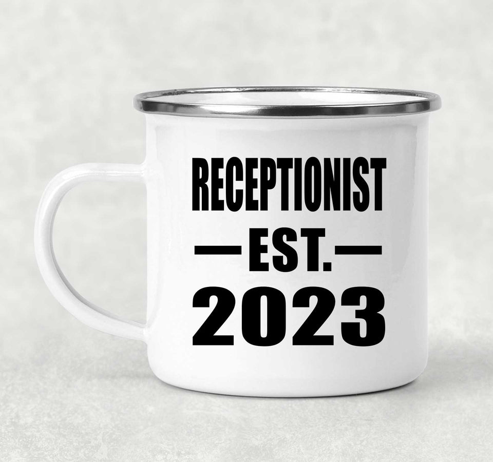 Receptionist Established EST. 2023 - 12oz Camping Mug