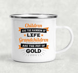 Children Are Rainbow Of Life, Grandchildren Are Pot Of Gold - 12oz Camping Mug