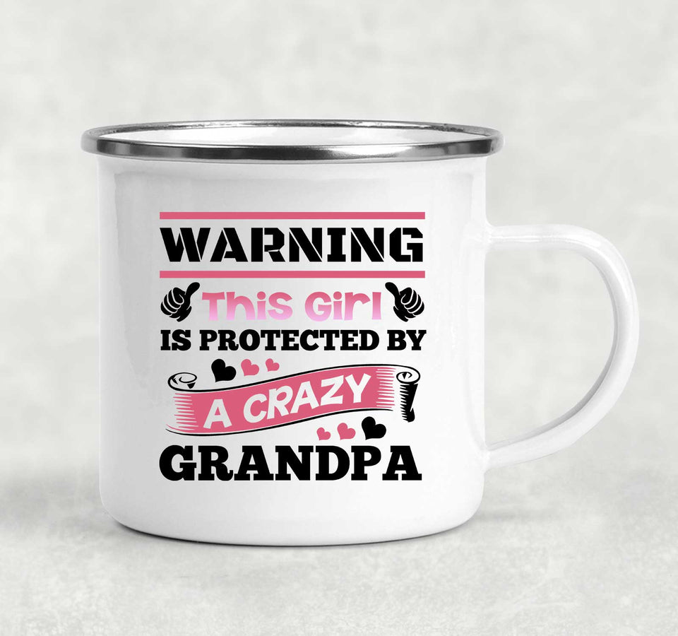 Warning This Girl Is Protected by A Crazy Grandpa - 12oz Camping Mug
