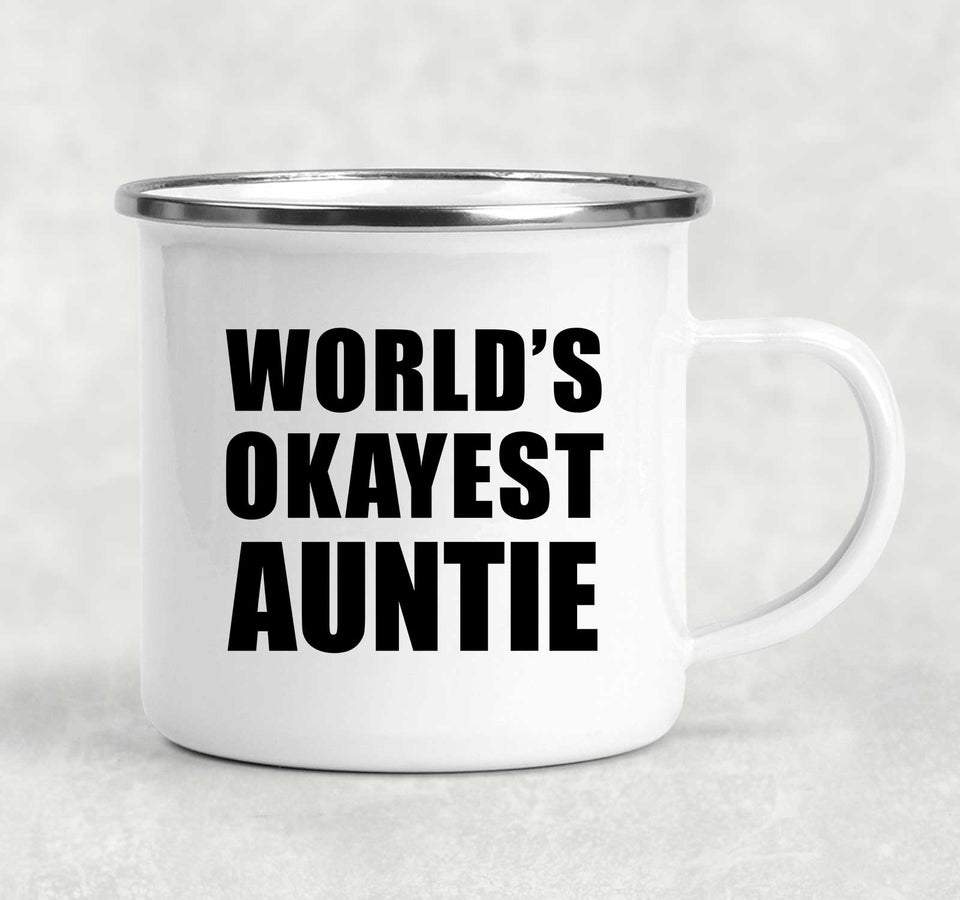 World's Okayest Auntie - 12oz Camping Mug