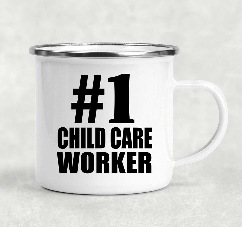 Number One #1 Child Care Worker - 12oz Camping Mug