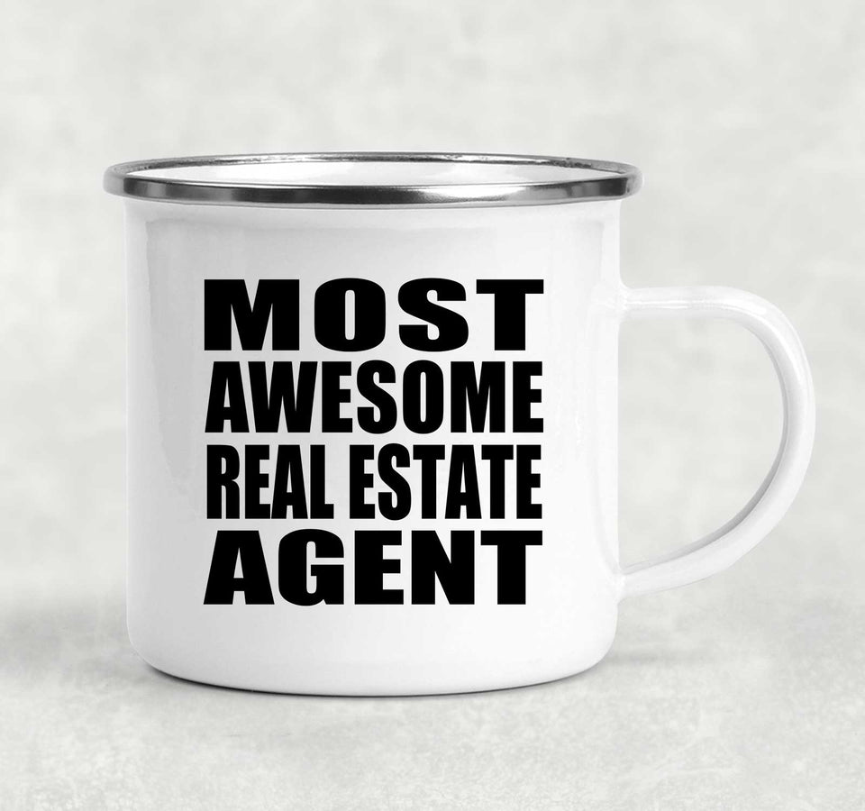Most Awesome Real Estate Agent - 12oz Camping Mug