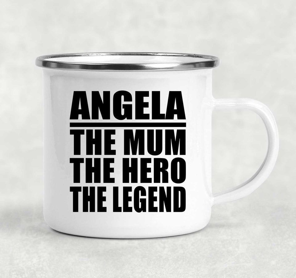 Angela The Mum The Hero The Legend - 12oz Camping Mug
