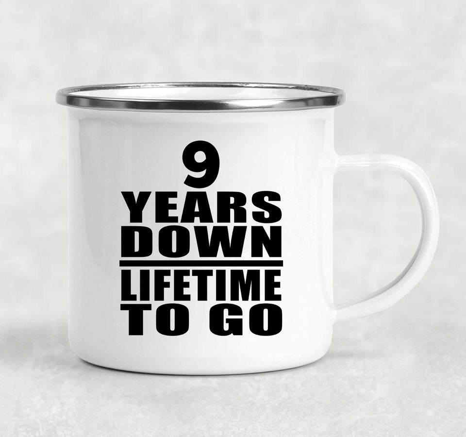 9th Anniversary 9 Years Down Lifetime To Go - 12oz Camping Mug