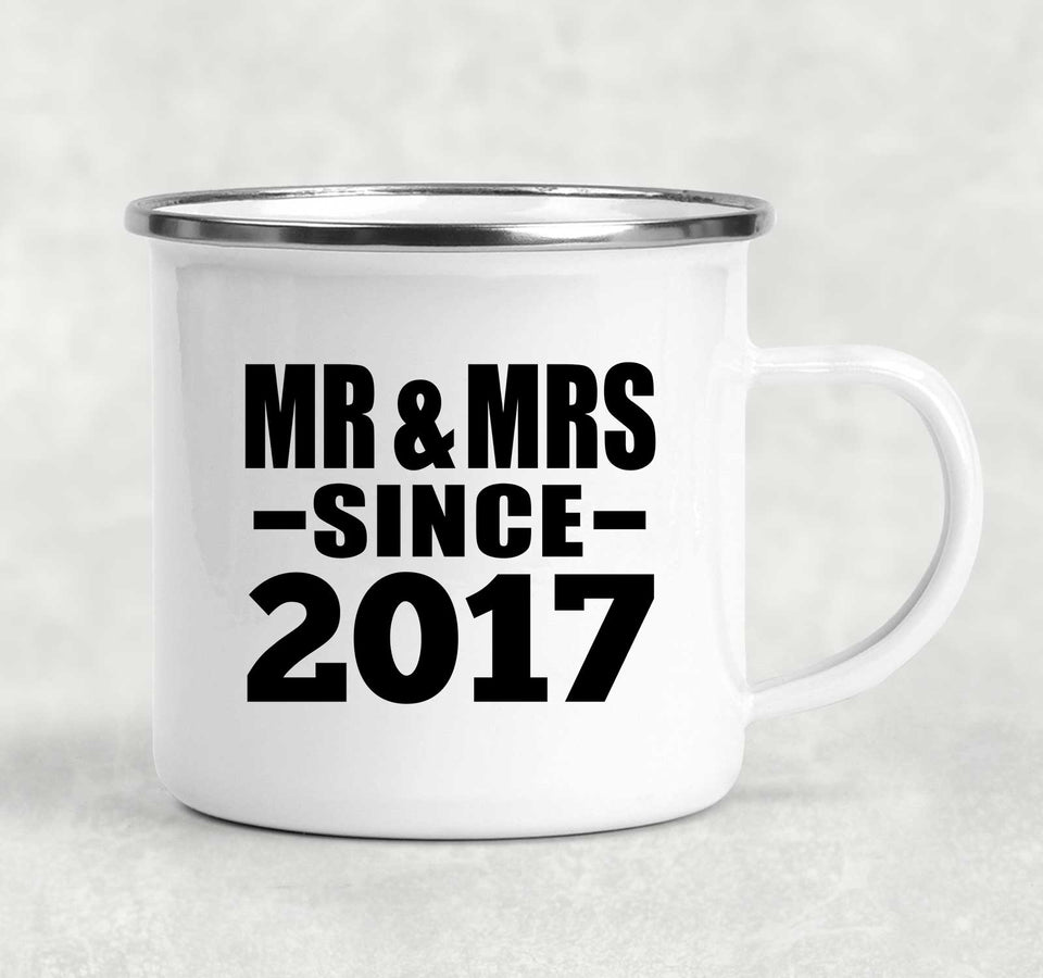 7th Anniversary Mr & Mrs Since 2017 - 12oz Camping Mug