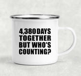 12th Anniversary 4,380 Days Together Who's Counting - 12oz Camping Mug