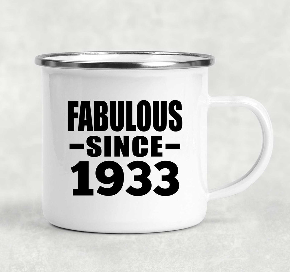 91st Birthday Fabulous Since 1933 - 12oz Camping Mug