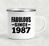 37th Birthday Fabulous Since 1987 - 12oz Camping Mug