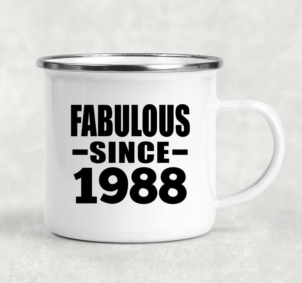 36th Birthday Fabulous Since 1988 - 12oz Camping Mug