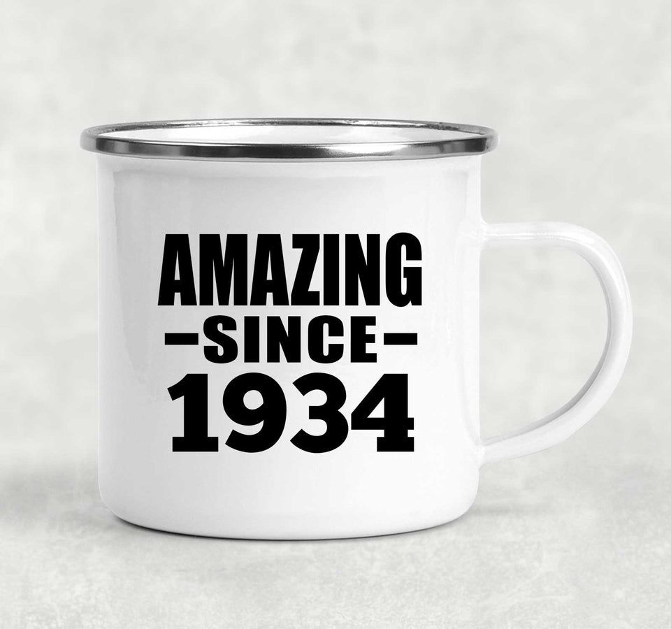 90th Birthday Amazing Since 1934 - 12oz Camping Mug