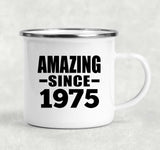 49th Birthday Amazing Since 1975 - 12oz Camping Mug