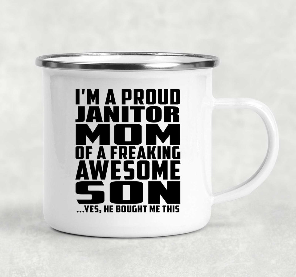 Proud Janitor Mom Of Awesome Son - 12oz Camping Mug