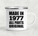 47th Birthday Made in 1977 All Parts Original - 12oz Camping Mug
