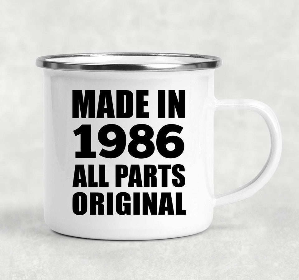 38th Birthday Made in 1986 All Parts Original - 12oz Camping Mug