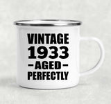 91st Birthday Vintage 1933 Aged Perfectly - 12oz Camping Mug